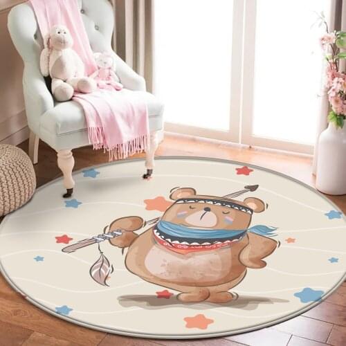 Tapetes Non-slip Bath Mat Carpet Soft Fluffy Living Room Bedroom Decorative Mat Round Rug Non-Slip Cartoon Animal Flannel Carpet