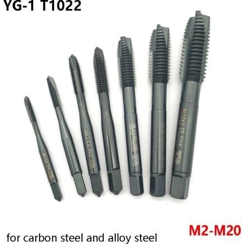 Original YG1 Through-Hole Machining Taps 10pcs M2 M2.5 M3 M4 M5 M6 M8 M8 M10 M12 M16 M18 M20 for Steel CNC High Hardness Tapping