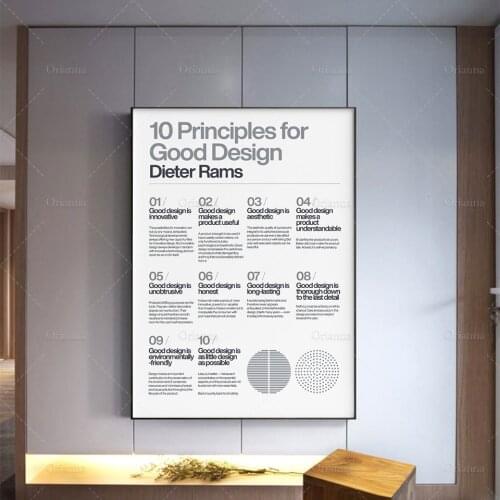 Poster 10 Principles for a good Design, Dieter Rams, White, Braun, Helvetica, Typographic, Quote, Modern Art, Wall Art Prints