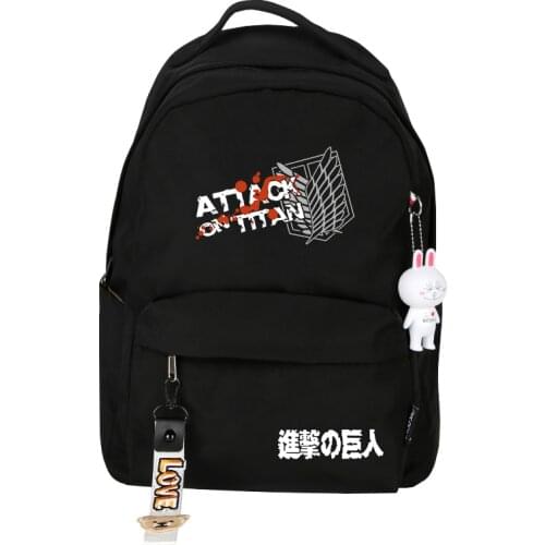 Attack On Titan Hot Anime School Backpack Small Travel Back Pack Cartoon Pink Bookbag Nylon Girls Shoulder Bags Kawaii Rugzak