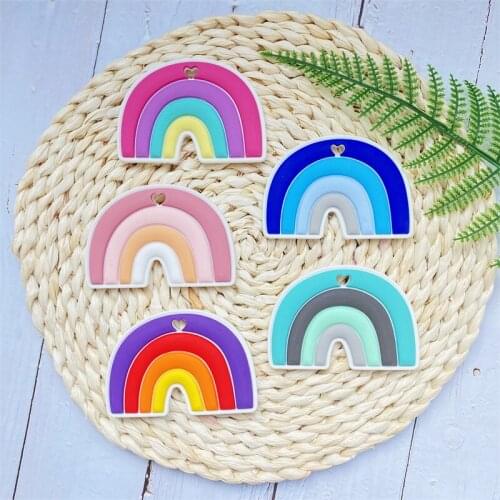 1PCS Rainbow Silicone Teether BPA Free Baby Dummy Pacifier Clip Nipple Chain DIY teething Beads Accessories Kids Teeth Nursing