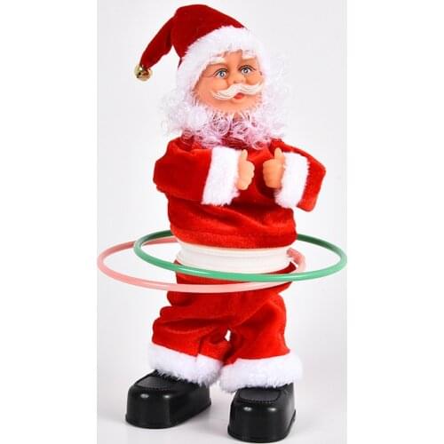 Christmas Dolls 2021 New Christmas Electric Santa Claus Turning Hula Hoop Xmas Gift for Kids