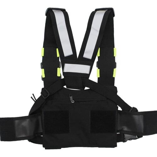Suspender Work tool bag Heavy Duty Work Tool belt Adjustable black chest Rig Bag with reflective strips tactical vest