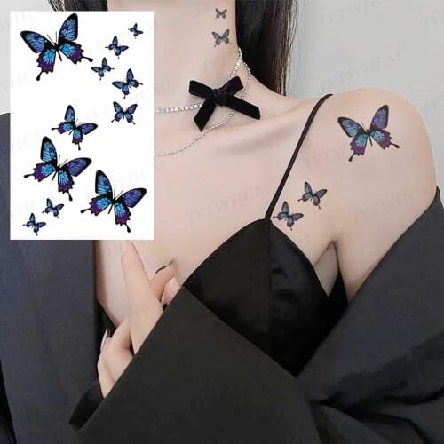 Butterfly Stickers Tattoo Temporary Womens Waterproof Neck Arm Body Art Body Painting One-Time Flying Bird Flash Fake Tattoo