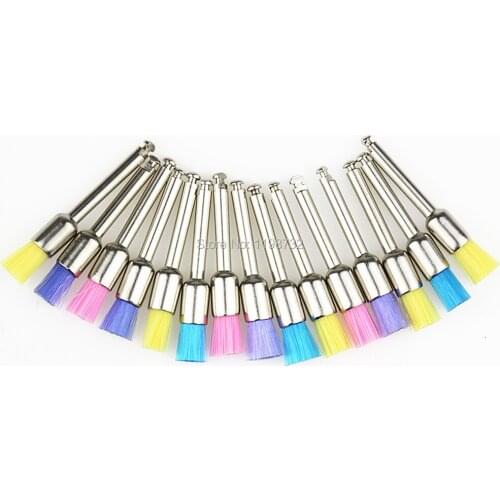 High Quality Dental Lab Materials Colorful Nylon Latch Small Flat Polishing Polisher Prophy Cup Brushes Dentist Products