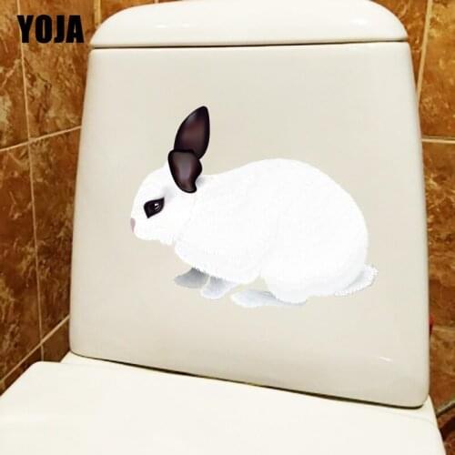 YOJA 24.3×19.4CM Vivid Hand Drawn Rabbit Bathroom Toilet Cover Decoration Cartoon Home Wall Sticker T1-2759