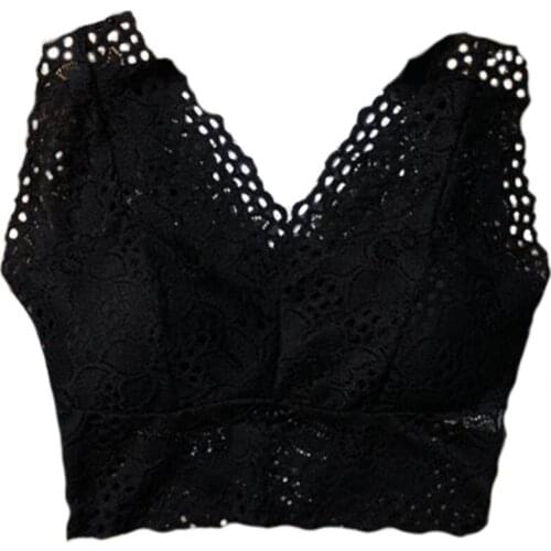 Women Flower Tank Top Bra Lace Floral Crochet Vest Crop Top