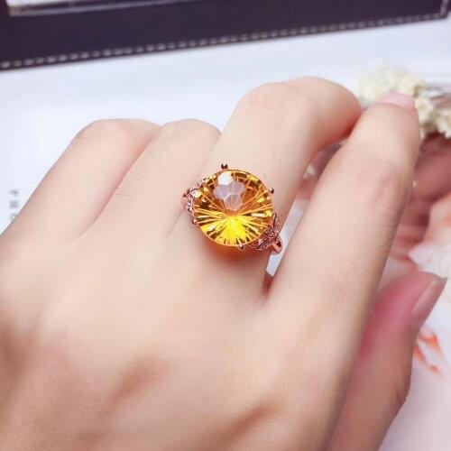 Charming big size purple Amethyst /yellow citrine ring for women jewelry real 925 silver good color natural stone birthday gift