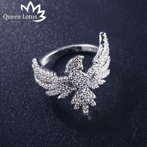 Queen Lotus New Design Animal Eagle Women Ring AAA Micro Zircon Ring Jewelry Silver Plated For Gift