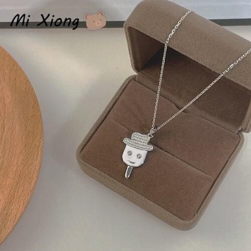 Mi Xiong 925 Sterling Silver Necklaces for Womens Pendant with Chains Ice Cream Man Luxury Jewelry Exquisite Party Gift Charm