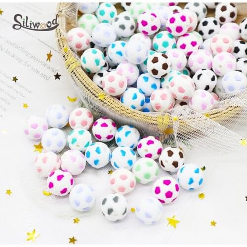10pc Football Silicone Beads Baby Teether Food Grade Pacifier Clip Accessories Pendant Nursing Gifts Baby Products Teething Toy