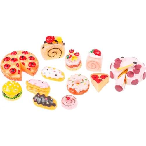 10pcs/set Dollhouse Miniature Dessert Food Strawberry Bread Birthday Cake Play Food For Doll Accessories