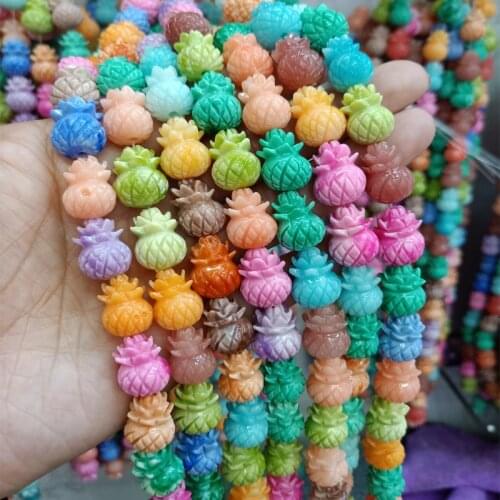10pcs Mix Color 12x17mm Pineapple Shape Artificial Coral Beads DIY Jewelry Accessories Loose Spacer Bead Fit Bracelet Necklace