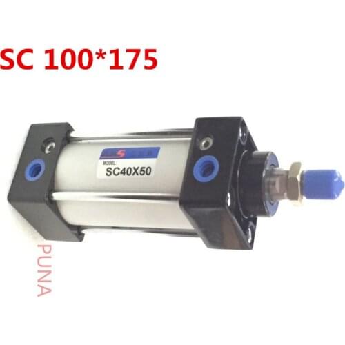 100mm Bore 175mm Stroke 1/2" BSP Pull Rod 100x175 Standard Pneumatic Air Cylinder SC 100*175 100-175 Airtac Type