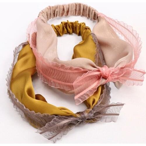 12pcs Fairy Mesh Lace Bow Hair Band Ladies Headwear Rabbit Ears Headband Hair Accessories Girls Headwrap