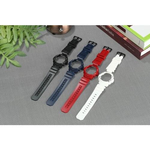 16mm Colorful Resin Rubber Watch Band And Watchcase For AW-591/590/5230/AWG-M100/101/AW-582B/G-7700/G-7710