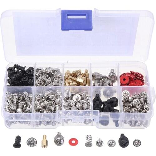 Pohiks 300pcs Durable Computer Screws Standoffs Kit Hard Drive Motherboard PC Case Fan Drive Accessories