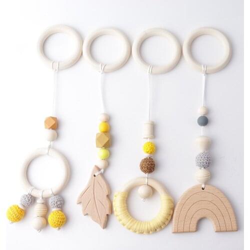 4 Pc/set Lovely Baby Wood Chain Rattle Toys Nursery Kids Room Decoration Accessories Gym Play Rack Hanging Decor Ornaments