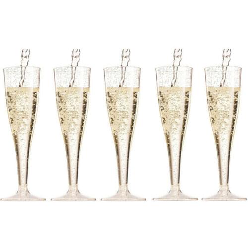 5pcs Champagne Flute Plastic Drink Cup Marriage Party Wine Cocktail Decor Cup Wedding Toasting Glasses New Year Feast Decor