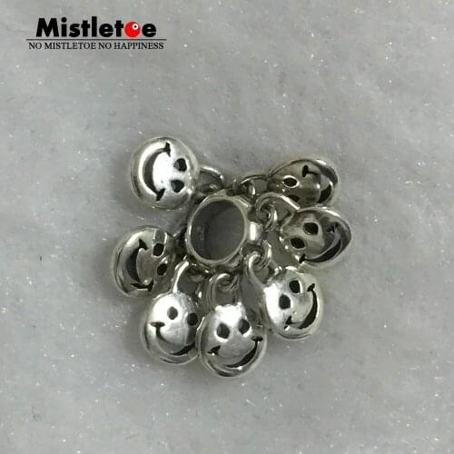 Mistletoe Jewelry 925 Sterling Silver Moving on Smiley Face Spacer Charm Bead Fit European Bracelet
