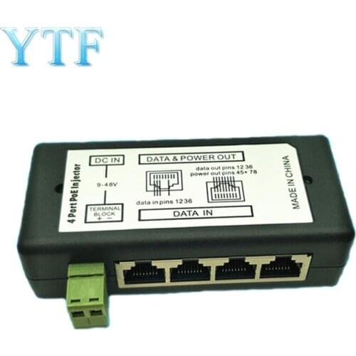 Four POE power supply module 12-48 v bridge monitoring of four centralized power supply box
