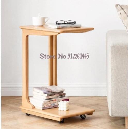 Genji Wood Language Solid Wood C-type Mobile Edge Table Modern European Beech Side Table Nordic Small Family Sofa Corner Table