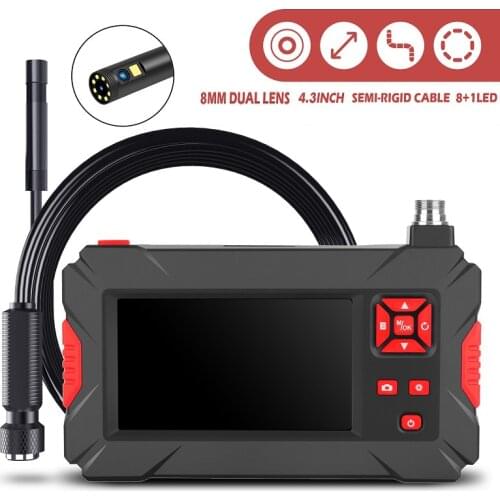 New Handhold Screen Endoscope Dual Lens Camera 4.3 inch Industrial Borescope 8mm 2.0mp Inspection Snake Camera 18650 Battery