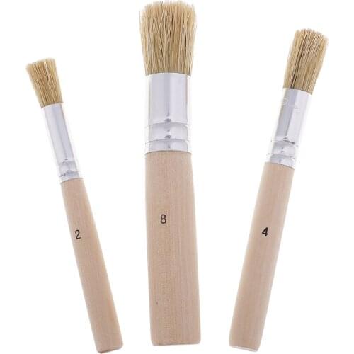 3pcs Round Wooden Handle Painting Brushes Brush For Acrylic Oil Painting