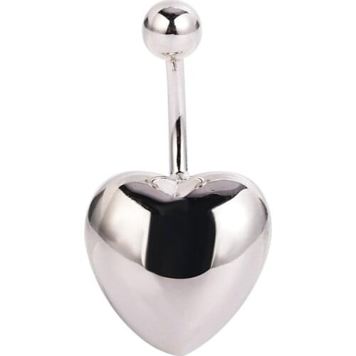 925 Sterling Silver Navel Percing ring Heart Shape Belly button Ring Fashion Body Jewelry For Women