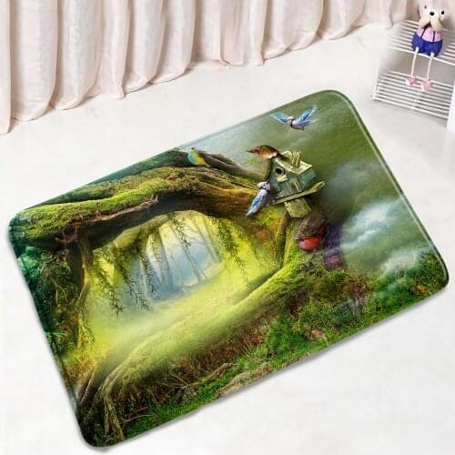 Bathing Dog Bathroom Mat Funny Animal Ocean Mysterious Forest Non-Slip Bedroom Door Mats Home Decor Bath Kitchen Doorway Carpet