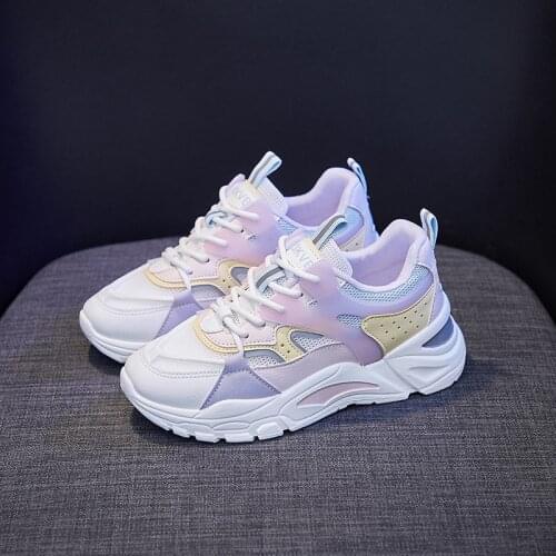 Women White Platform Casual Dorky Daddy Shoes Lightweight Breathable Mesh Running Shoes caprice rubber eva Vulcanized shoes