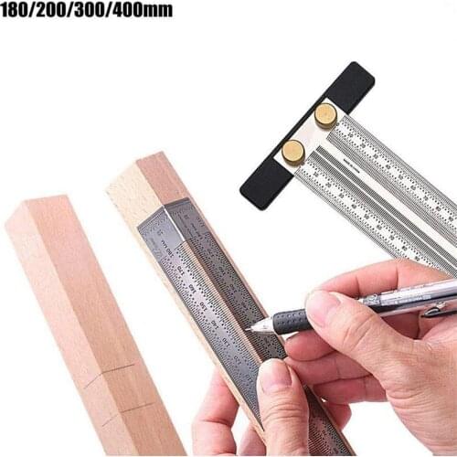Stainless steel high precision scale 180-400mm ruler T-shaped hole ruler marking mark carpenters gauge carpenters ruler