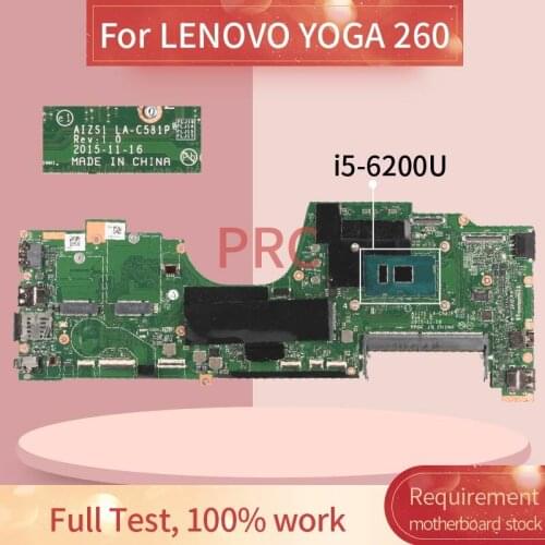 For LENOVO YOGA 260 I5-6200U Notebook Mainboard AIZS1 LA-C581P DDR4 Laptop motherboard