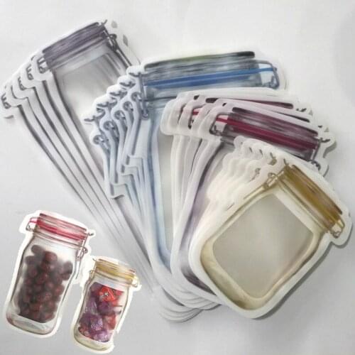 Reusable Jar Bottles Bags Nuts Candy Cookies Bag Seal Fresh Food Storage Bag Snacks Zipper Sealed Kitchen Organizer 20/12/10/5pc