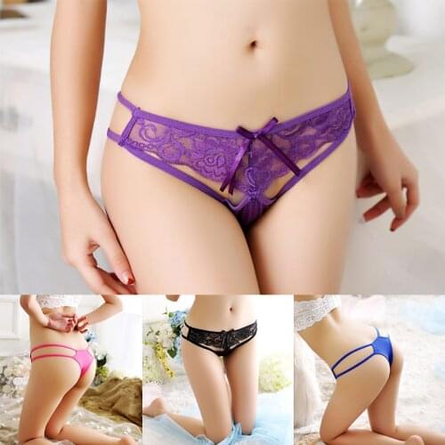 Fashion Sexy Transparent Thong Panties Lace Thin Belt T-pants, Crotch Cotton Womens Panties Sexy Lingerie for Women Underwear