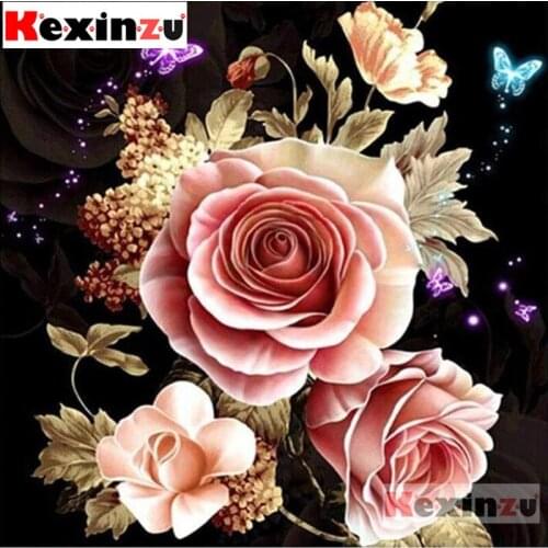 Kexinzu new 5D DIY Full Square Drill Diamond Painting"Pink Rose"3D Embroidery Rhinestone Cross Stitch 5D Home Decor K6000