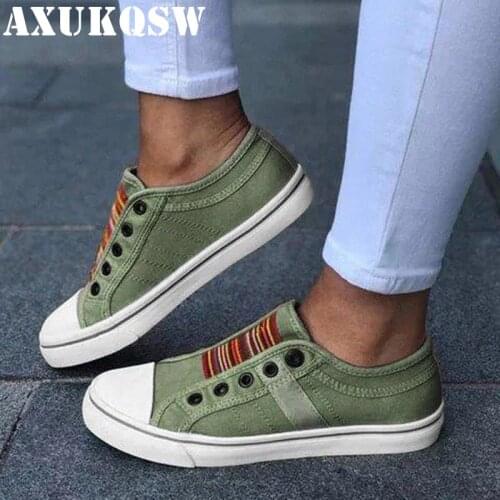 Low-cut Trainers Canvas Casual Flat Shoes Size 35-42 Cowboy Running Shoes Women 2020 New Women Summer Autumn Sneakers Ladies