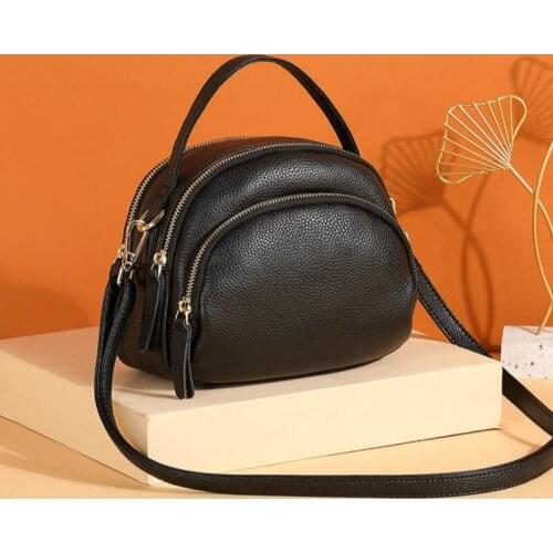 New Casual Fashion multi-layer Shoulder Messenger Bags Natural Genuine Leather Female Small Tote Bag Brand Designer Women Sling