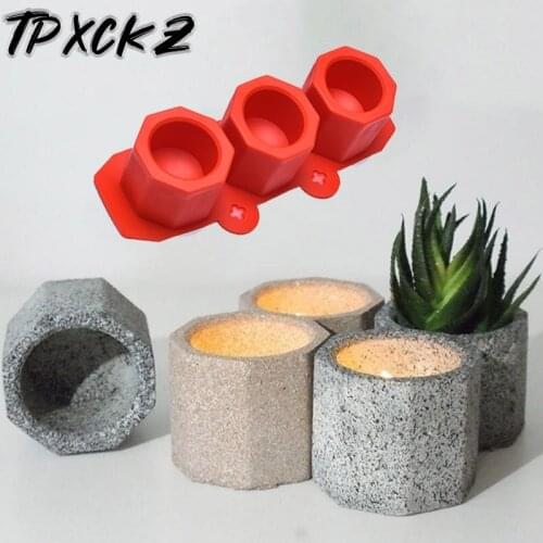 New Octagonal Silicone Mold Concrete Fleshy Flower Pot Candlestick Mold Ceramic Clay DIY Crafts Mold DIY Flower Pot Mold