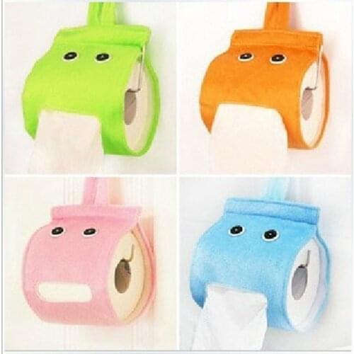 New Plush cloth toilet paper holder bathroom roll paper holder Creative wall mounted roll tissue container hanging bag