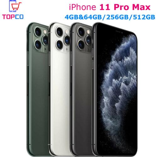 Original Apple iPhone 11 Pro Max 6.5" 4G LTE 4GB&64/256/512GB IOS A13 Bionic Hexa Core Triple rear cameras 12MP Cell Phone