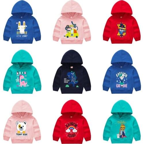 Boys and girls autumn childrens new hooded sweater cartoon pattern baby long-sleeved shirt pullover childrens clothing