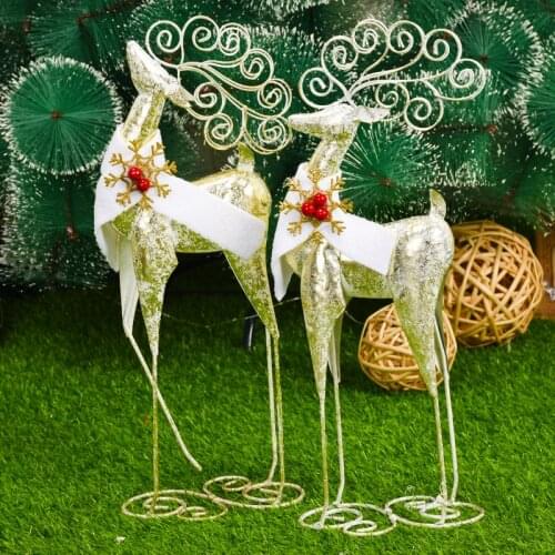 Christmas Elk Reindeer Christmas Decoration Wrought Iron Glitter New Years Eve Decoration Desktop Christmas and New Year