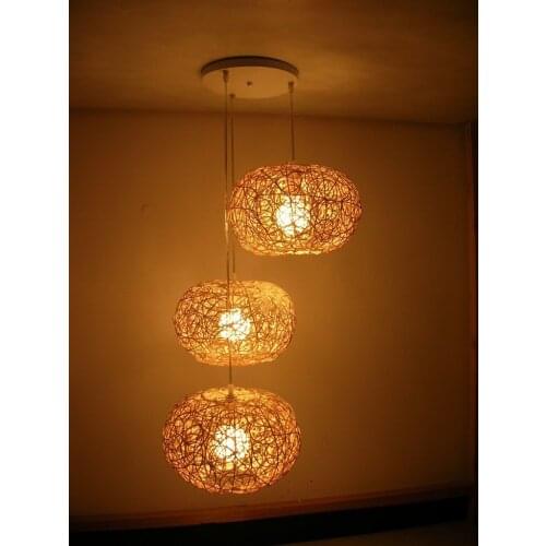 Garden Combination Rustic Rattan Knitted Pendant Light luminaire