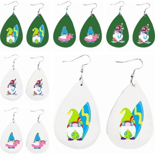Faux Leather Earrings - Beach Gnomes Summer Vacation Gifts Wholesale Bulk Stock