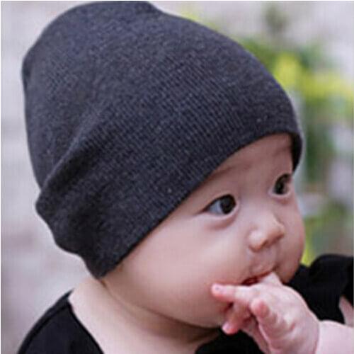 Newborn Baby Beanie Hat Solid Color Soft Cotton Cap Winter Warm Stretchy Beanie Caps for Baby Boys Girls