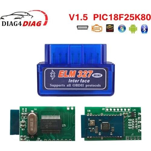 Elm327 V 1.5 Bluetooth OBD2 Scanner V1.5 ELM327 PIC18f25k80 All OBDII Protocols Android/Symbian/Window Better Than ELM 327 V2.1