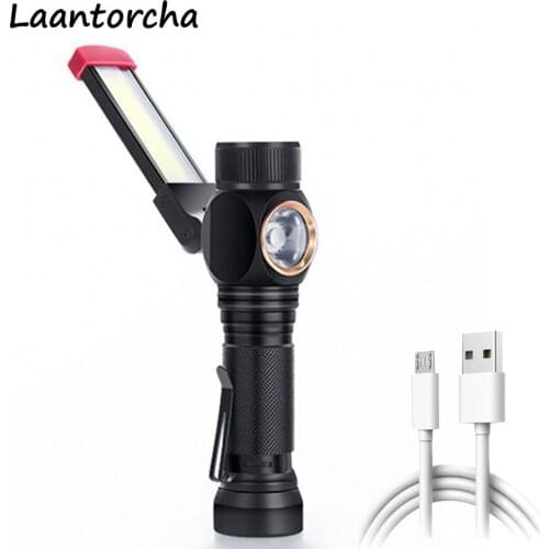 USB Rechargeable Folding Work Light MultiFunction High power led flashlights Ultra Bright Camping torch with COB LED Flashlight