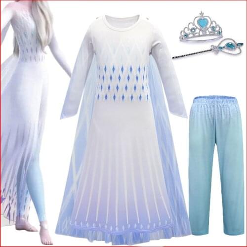 Snow Queen 2 Cosplay Elsa Anna Girls Dress Summer Casual Mesh Princess Dress Party Performance Costume 2-12 Years Kids Dresses