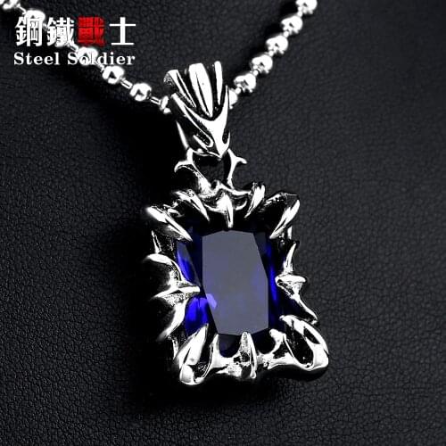 Steel soldier stainless steel blue green stone pendant necklace women fashion gift jewelry dropshiping new arrival 2018